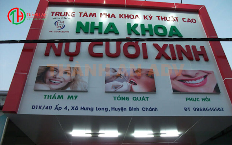 Bảng hiệu trung tâm kỹ thuật nha khoa nụ cười xinh